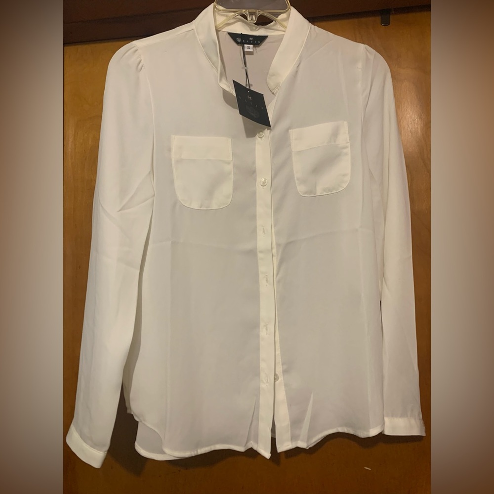 NWT Et Satin Size S Button Down Sheer Top